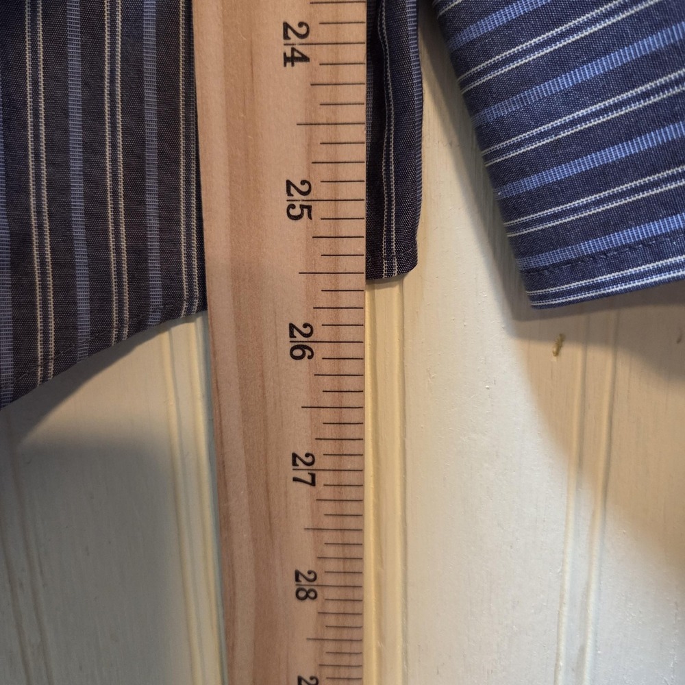 Roundtree & Yorke Gold Label Dress Shirt Mens Large Blue Stripe Non Iron Cotton - Picture 6 of 6